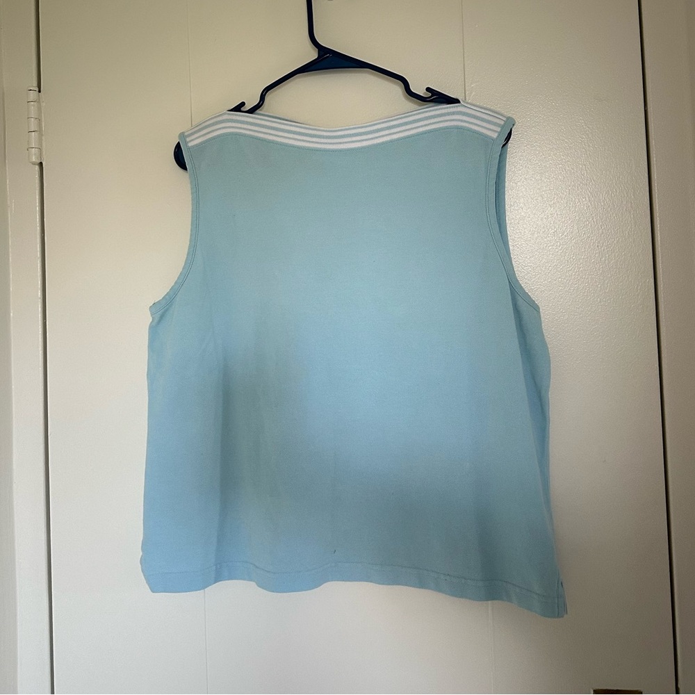 Liz Claiborne XL Light Blue & White Boat Neck Top – Coastal Casual Elegance